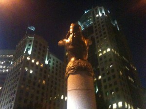 Evening hours in downtown Charlotte.